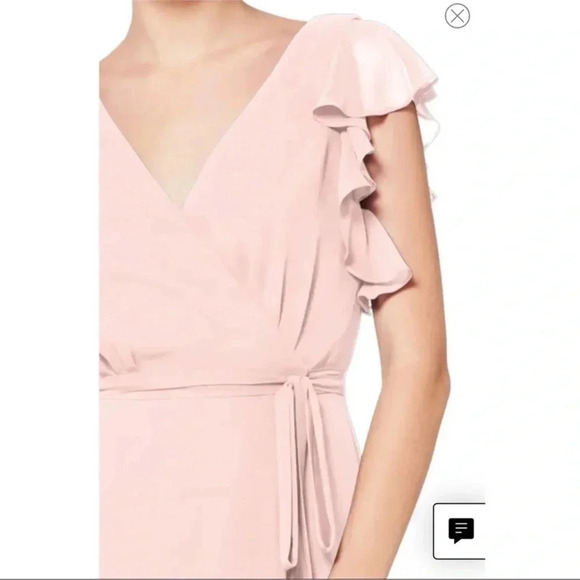 LEVKOFF Pink Ruffle Sleeve Chiffon Wrap Gown Size 10 NWT - Picture 2 of 7